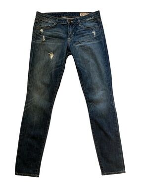 GAP Women's Faded Medium Blue Skinny Jeans with Distressing Size 30/10